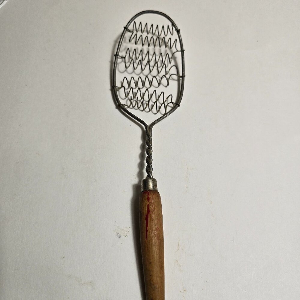 Vintage Wire Coil Potato Masher with Wood Handle